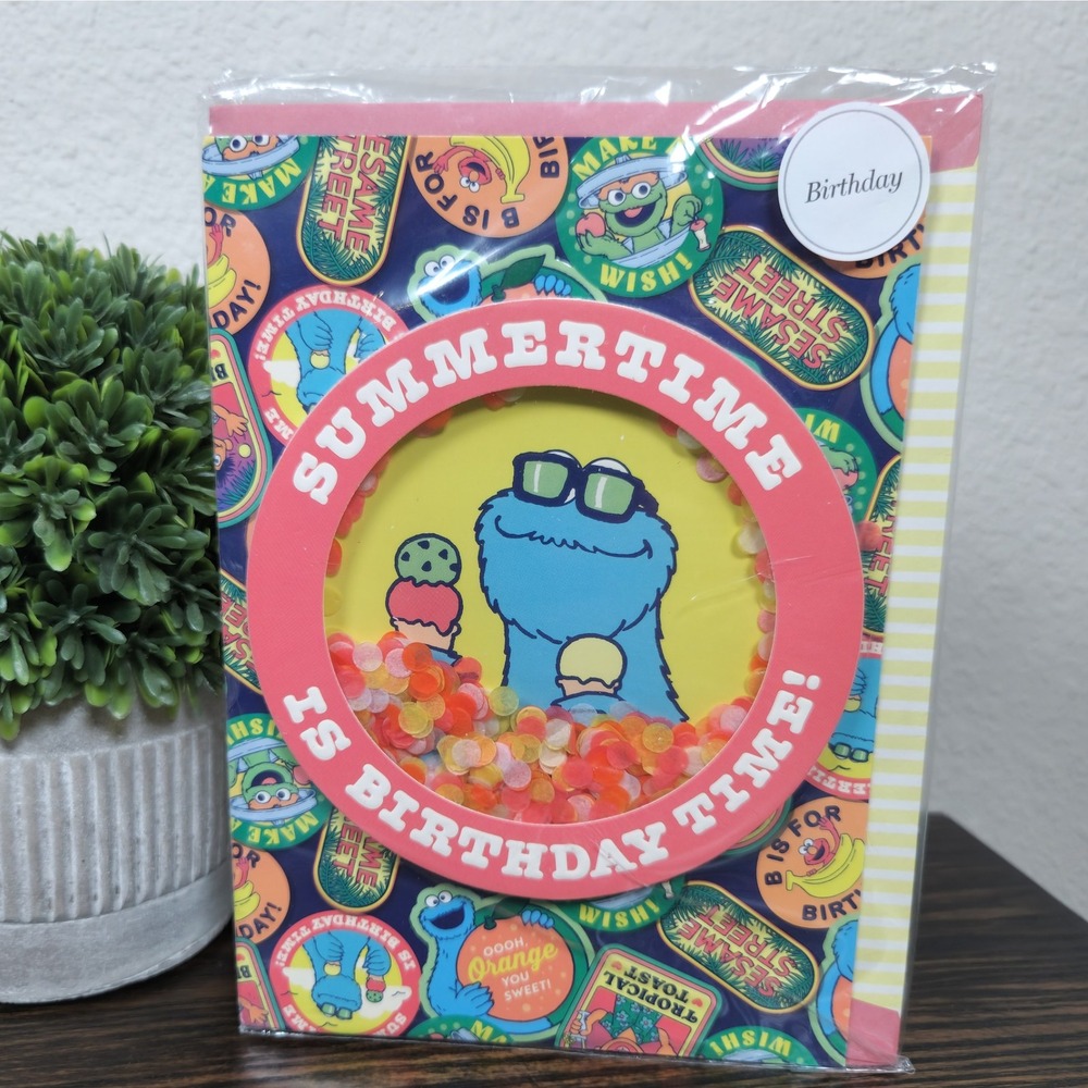 Sesame Street Cookie Monster Birthday‎ Card Summertime is Birthday Time